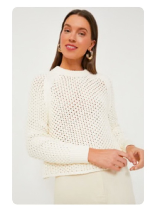 Tuckernuck Sweaters - Tuckernuck Ivory Crochet Knit Annette Sweater